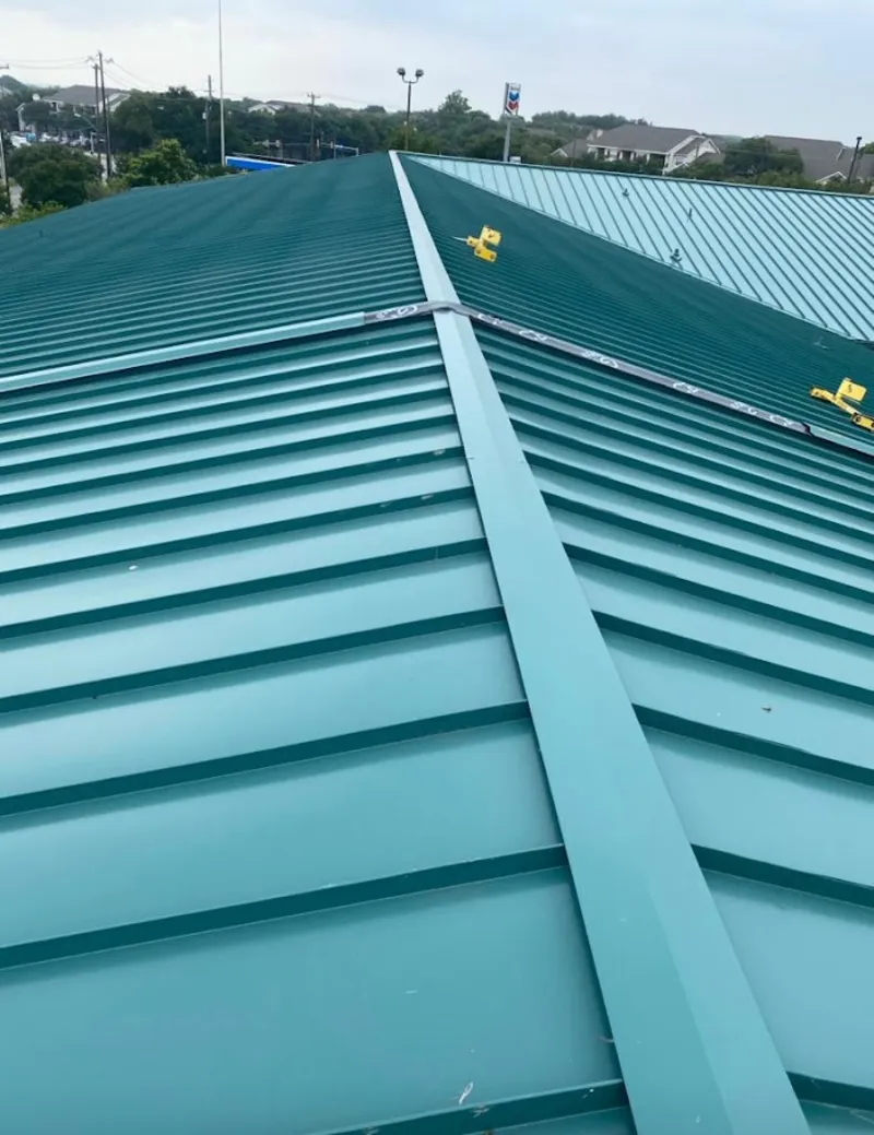 Green commercial metal roof ridge and valley for Metal Roof Repair in Revere